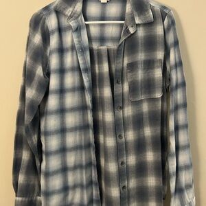 Aeropostale Blue and White Plaid Button-Down Shirt